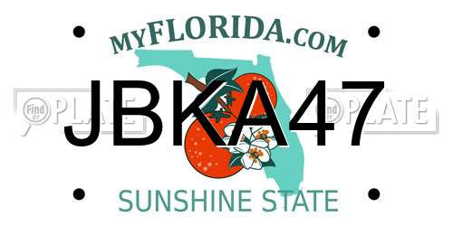 JBKA47 Florida License Plate