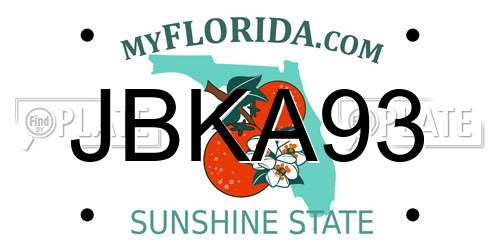JBKA93 Florida License Plate