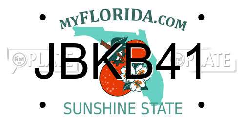 JBKB41 Florida License Plate