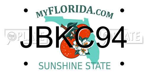 JBKC94 Florida License Plate