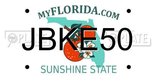 JBKE50 Florida License Plate