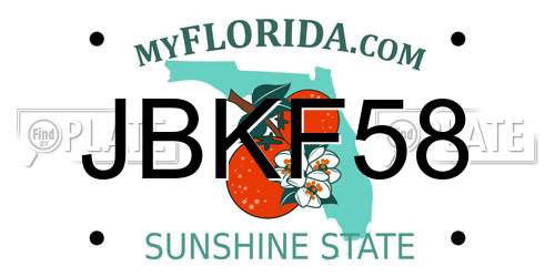 JBKF58 Florida License Plate