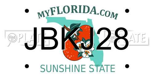 JBKJ28 Florida License Plate