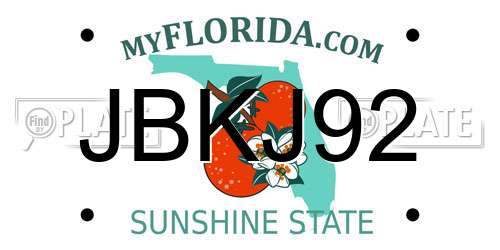 JBKJ92 Florida License Plate