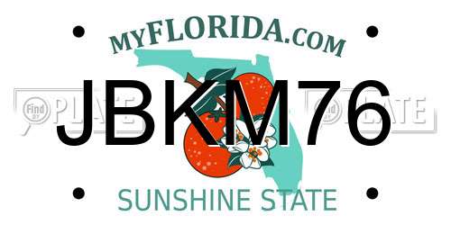 JBKM76 Florida License Plate