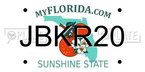 JBKR20 Florida License Plate