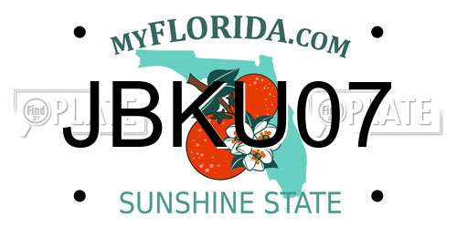 JBKU07 Florida License Plate