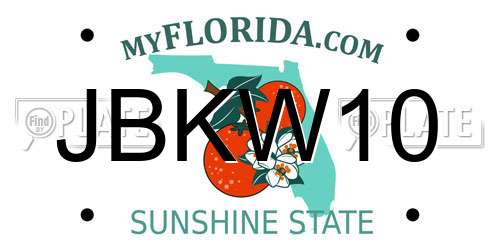 JBKW10 Florida License Plate