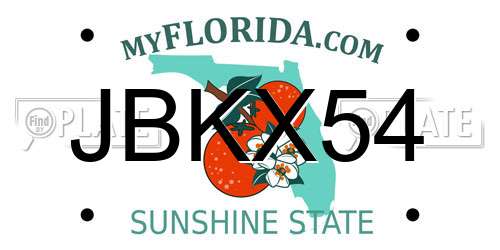 JBKX54 Florida License Plate