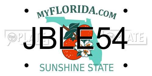 JBLE54 Florida License Plate