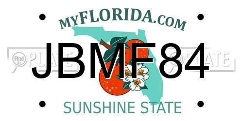 JBMF84 Florida License Plate