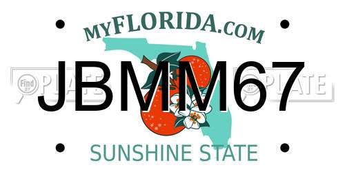 JBMM67 Florida License Plate