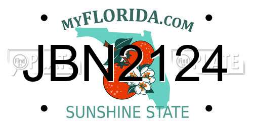 JBN2124 Florida License Plate