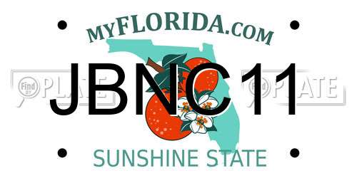 JBNC11 Florida License Plate