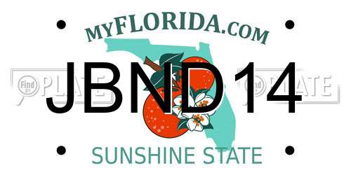 JBND14 Florida License Plate