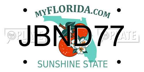 JBND77 Florida License Plate
