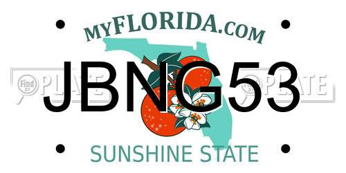JBNG53 Florida License Plate