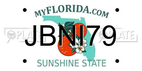 JBNI79 Florida License Plate