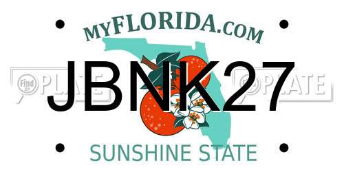 JBNK27 Florida License Plate