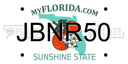 JBNR50 Florida License Plate