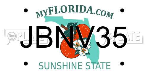 JBNV35 Florida License Plate