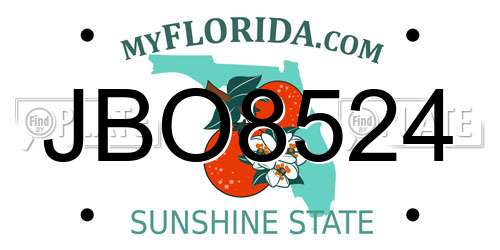 JBO8524 Florida License Plate