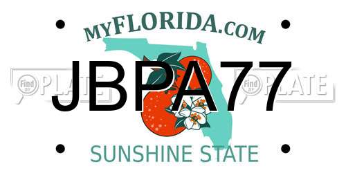JBPA77 Florida License Plate