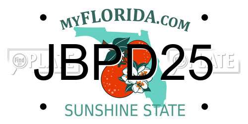 JBPD25 Florida License Plate