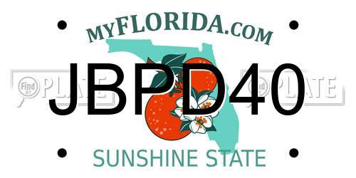 JBPD40 Florida License Plate