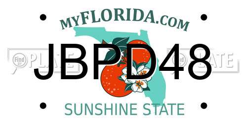 JBPD48 Florida License Plate