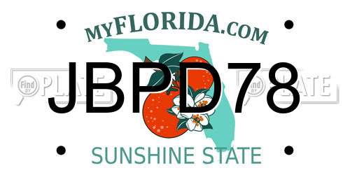 JBPD78 Florida License Plate