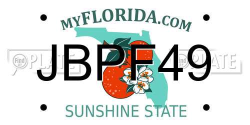 JBPF49 Florida License Plate