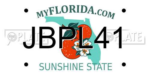 JBPL41 Florida License Plate