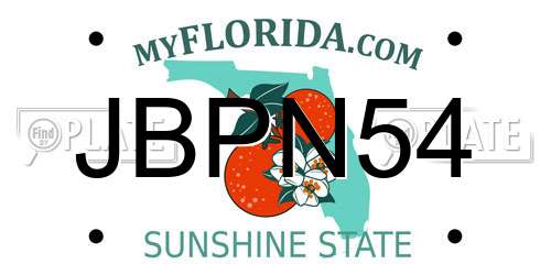 JBPN54 Florida License Plate