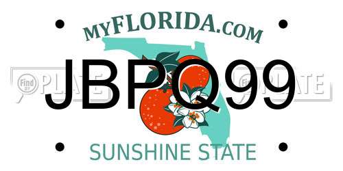 JBPQ99 Florida License Plate