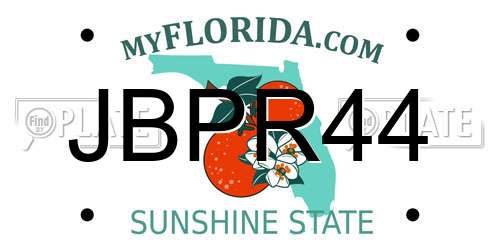JBPR44 Florida License Plate