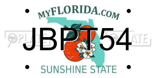JBPT54 Florida License Plate