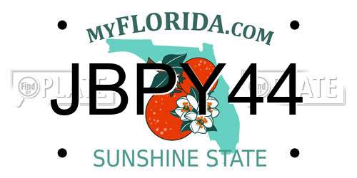 JBPY44 Florida License Plate