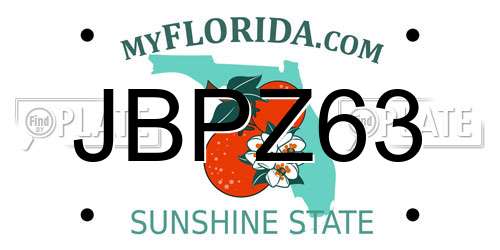 JBPZ63 Florida License Plate