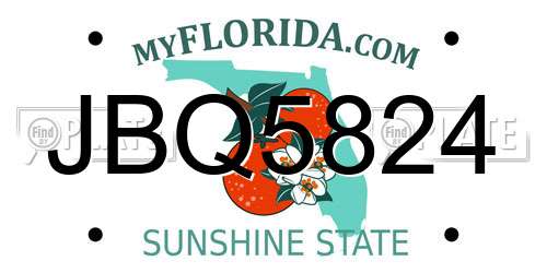 JBQ5824 Florida License Plate