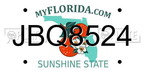 JBQ8524 Florida License Plate
