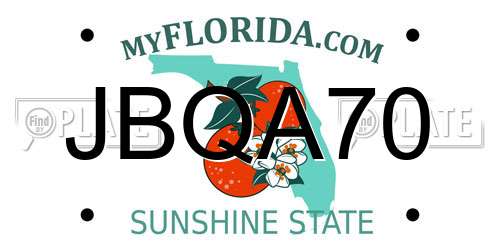 JBQA70 Florida License Plate