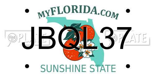 JBQL37 Florida License Plate