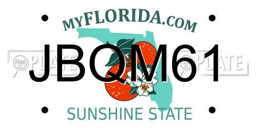 JBQM61 Florida License Plate