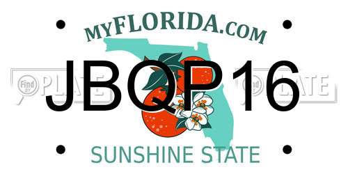 JBQP16 Florida License Plate
