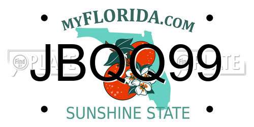 JBQQ99 Florida License Plate
