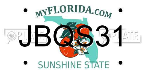 JBQS31 Florida License Plate
