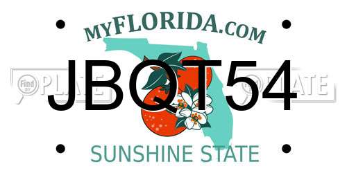 JBQT54 Florida License Plate
