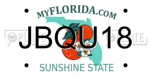 JBQU18 Florida License Plate