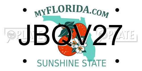 JBQV27 Florida License Plate